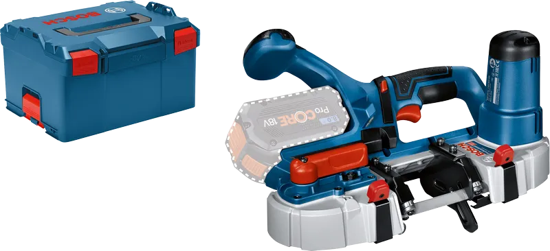 Scie à ruban sans fil Bosch GCB 18V-LI avec étui de rangement.