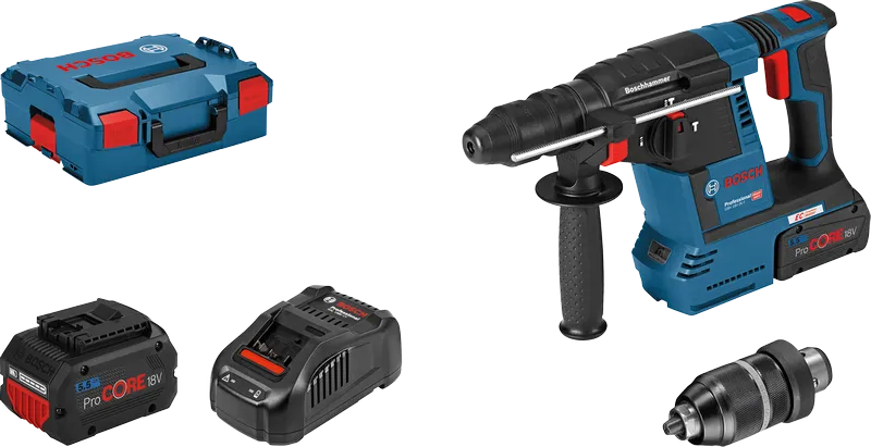 Marteau perforateur Bosch GBH 18V-26 F avec jeu de batteries ProCORE.