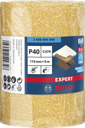 Rouleau de papier de verre Bosch EXPERT C470 115 mm x 5 m grain 40.