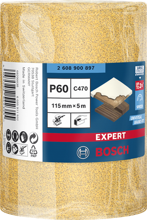 Rouleau de papier de verre Bosch EXPERT C470 115 mm x 5 m G60.