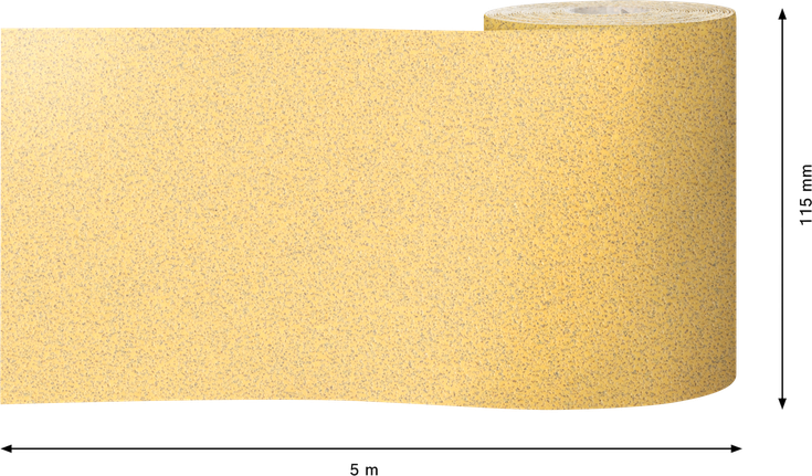 Rouleau de papier de verre Bosch C470, longueur 5 m, largeur 115 mm.