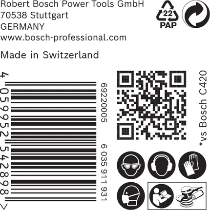 Papier abrasif Bosch C470 125 mm G 40.