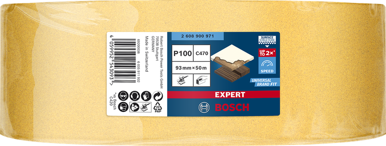 Rouleau de papier de verre Bosch EXPERT C470 93 mm x 50 m G100.