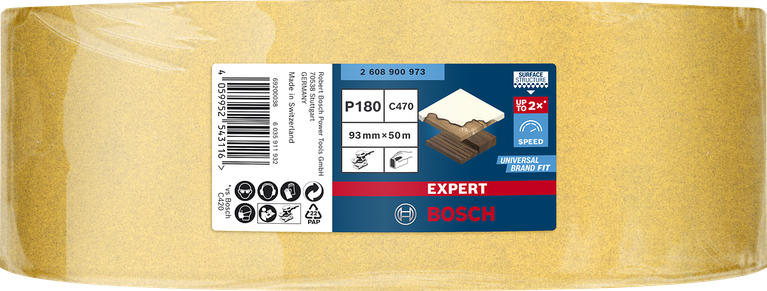 Rouleau de papier de verre Bosch EXPERT C470 93 mm x 50 m G180.