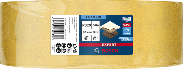 Rouleau de papier de verre Bosch EXPERT C470 93 mm x 50 m G320.