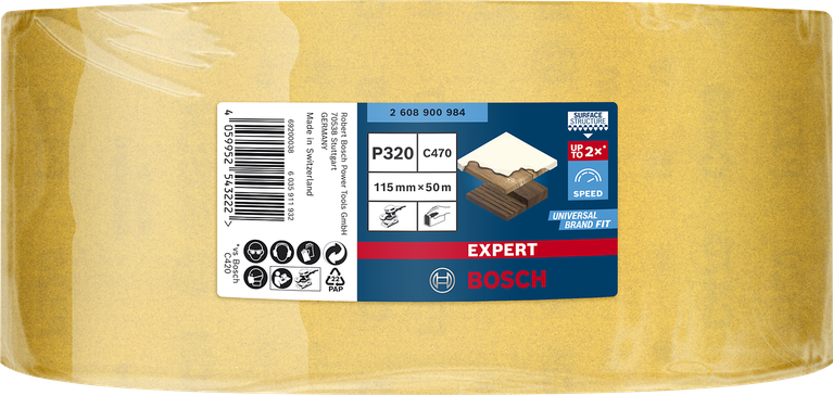 Rouleau de papier de verre Bosch EXPERT C470 115 mm x 50 m, grain 320.