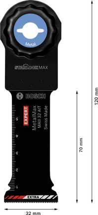 Lame multifonction Bosch EXPERT MetalMax MAII 32 AIT pour la découpe du métal.