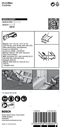 Lame multifonction Bosch EXPERT MultiMax PAIZ 32 APIT 32 mm pour bois et métal.