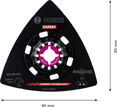 Plateau de ponçage carbure Bosch EXPERT AVZ 90 RT2 90 mm.