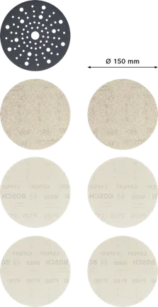 Kit de disques abrasifs Bosch EXPERT M480 7 pièces 150 mm.