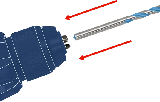 Alignement du foret avec le mandrin de la perceuse pour l'installation.