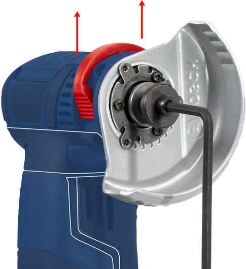 Clé Allen pour régler la protection d'une meuleuse d'angle.