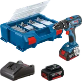 Ensemble de perceuse sans fil Bosch GSB 18V-28 avec accessoires.