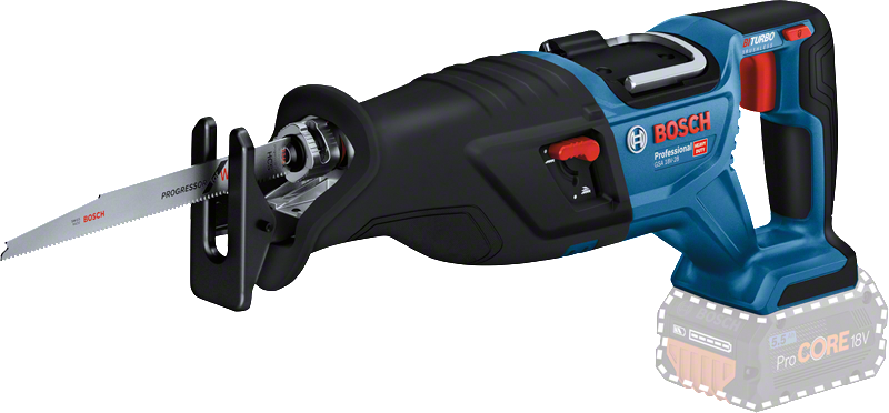 Scie alternative Bosch GSA 18V-28 avec batterie ProCORE 5,5 Ah.