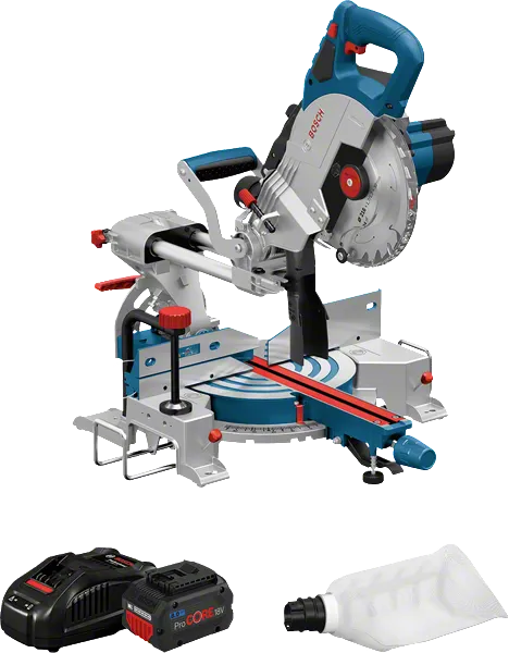 Scie à onglet sans fil Bosch GCM 18V-216 avec batterie.