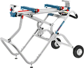 Support de scie à onglet Bosch GTA 2500 W avec roulettes.