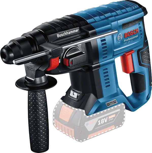 Marteau perforateur sans fil Bosch GBH 18V-21 avec poignée latérale.