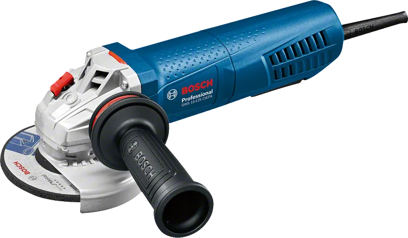 Meuleuse d'angle Bosch GWS 15-125 CIEPX avec poignée ergonomique.