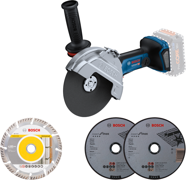 Ensemble de meuleuse d'angle sans fil Bosch GWS 18V-180 PC.