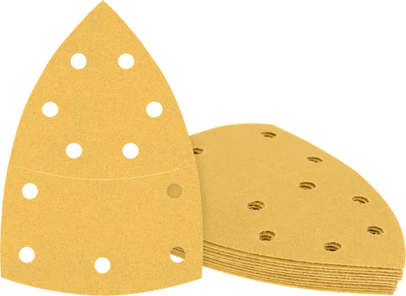 Feuilles abrasives Bosch pour ponceuse multifonction avec trous d'extraction de poussière.