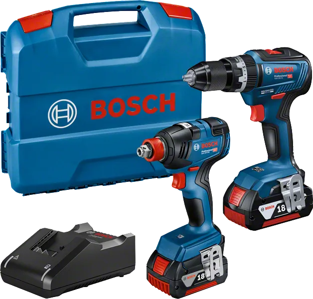 Ensemble de perceuses sans fil Bosch GSB 18V-55 et GDX 18V-200.