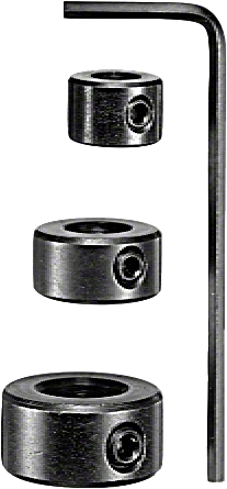 Ensemble de butées de profondeur de perçage Bosch avec trois colliers et clé hexagonale.