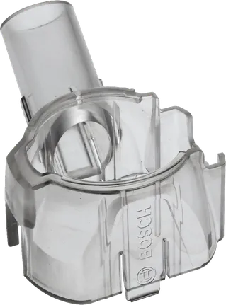 Adaptateur d'aspirateur Bosch transparent, longueur 111 mm.