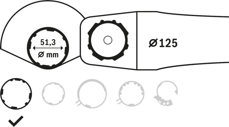 Raccord de protection combiné 51,3 mm 125 mm.
