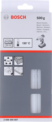 Bâton de colle Bosch à faible point de fusion 11 mm 200 mm 500 g.
