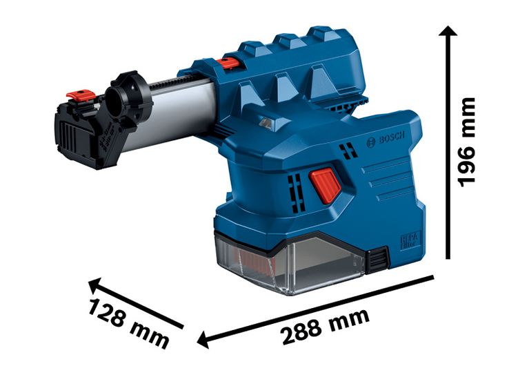 Aspirateur de poussière Bosch GBH 185-Li avec filtre HEPA.