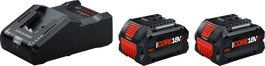 Coffret de démarrage Bosch avec chargeur GAL 18V-160 et deux batteries ProCORE18V+ 8,0Ah.