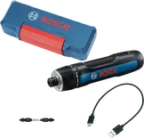 Visseuse sans fil Bosch Go 3 avec étui et câble USB.
