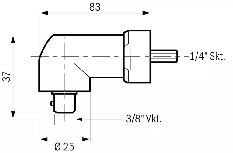 Renvoi d'angle carré mâle 3/8''