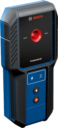 Détecteur Bosch GMS 100-23 pour la détection de métaux et de câbles sous tension.
