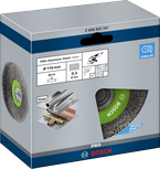 Brosse métallique de nettoyage Bosch PRO en acier inoxydable, 115 mm pour filetage M14.