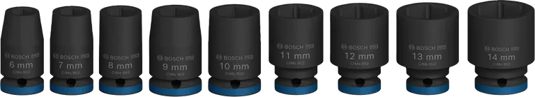 Coffret de douilles à chocs Bosch PRO 1/4 pouce 9 pièces.