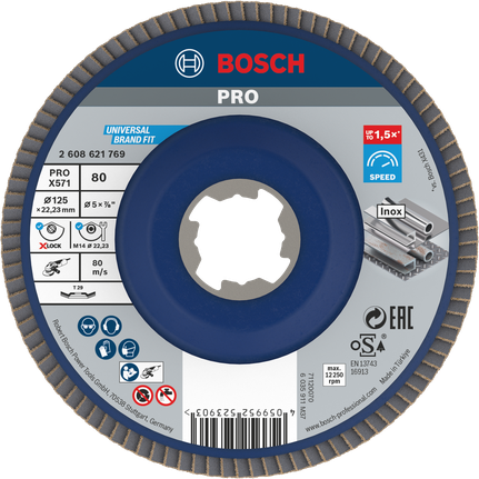 Disque à lamelles Bosch PRO X571 coudé 125mm G80 X-Lock.