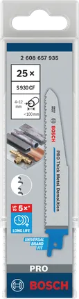 Pack de lames de démolition pour métaux épais Bosch PRO S930CF 150 mm.