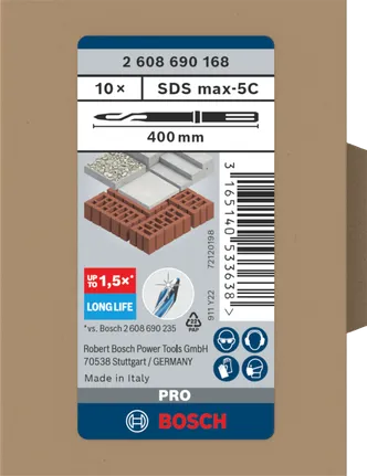 Coffret de burins Bosch PRO SDS max-5C 400 mm 10 pièces.