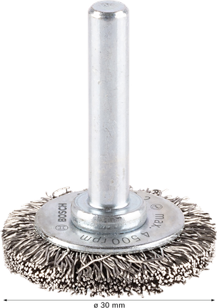 Meule à fil propre Bosch PRO en acier inoxydable, diamètre 30 mm.