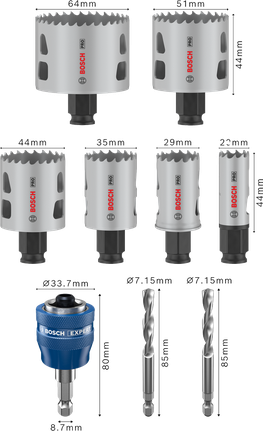 Ensemble de scies cloches Bosch PRO Multi Material PC Plus, 9 pièces.