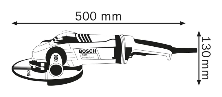 Dimensions de la meuleuse d'angle.