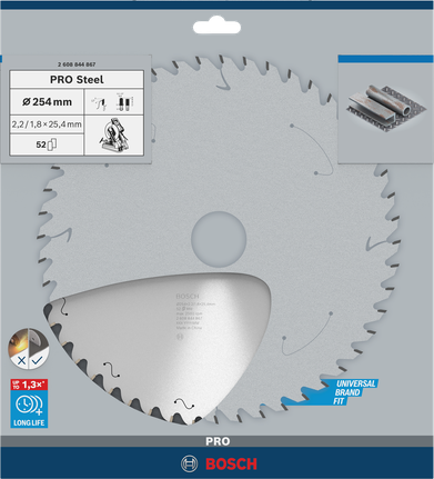 Lame de scie circulaire Bosch PRO en acier 254 mm pour la découpe du métal.