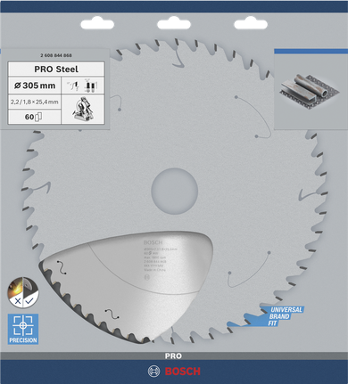 Lame de scie circulaire Bosch PRO en acier 305 mm pour la découpe précise des métaux.