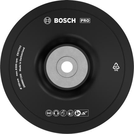 Plateau de polissage Bosch PRO souple 180 mm M14.