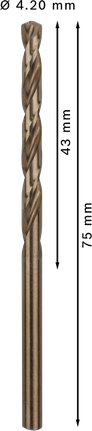 Foret hélicoïdal Bosch PRO HSS-Co de 4,2 mm de diamètre.