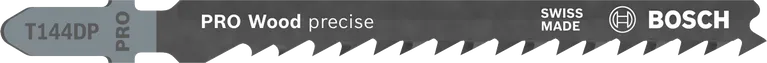 Lame de scie sauteuse Bosch PRO Wood Precision T144DP pour des coupes nettes.