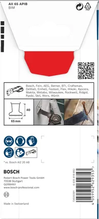 Lame pour outil multifonction Bosch PRO AII 65 APIB 65×40 mm.