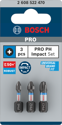 Coffret d'embouts à chocs Bosch PRO PH 3 pièces.