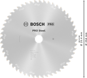Lame de scie circulaire Bosch PRO en acier 254 mm T52.